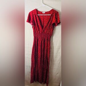 Chic Red Maxi Dress with Polka Dots